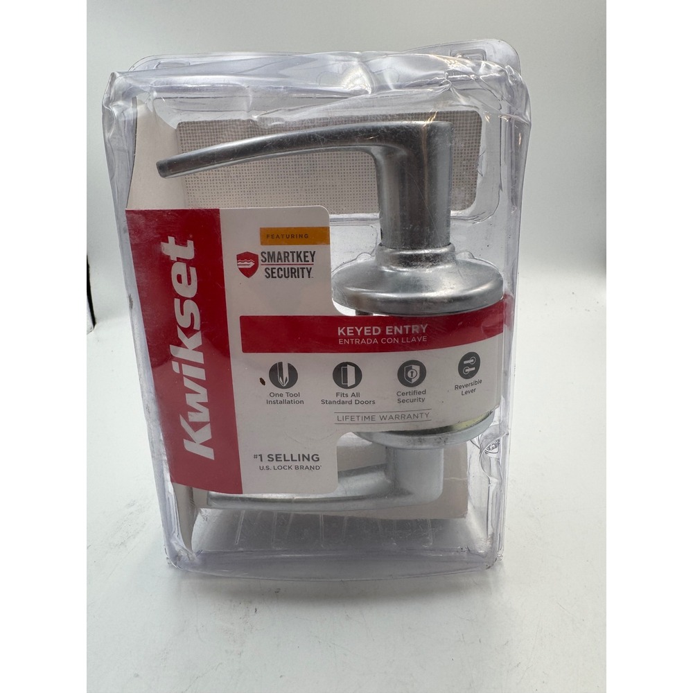 Kwikset Delta Keyed Entry Door Lever Satin Chrome‎ SmartKey Security 94050-583